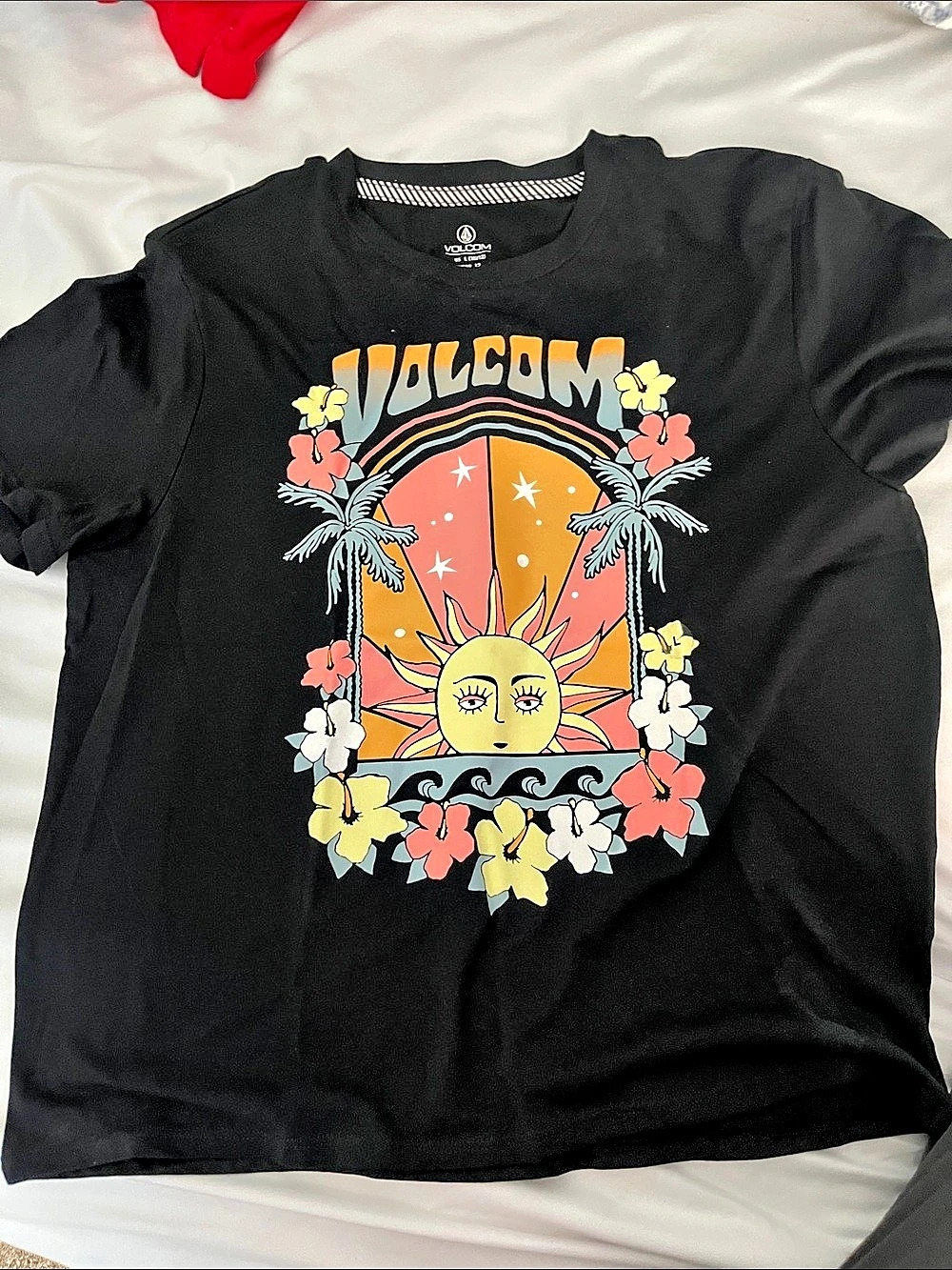 Volcom Graphic Tee Black Girls Large